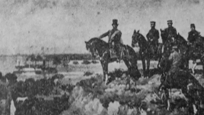 Pintura de Justo José de Urquiza cruzando el paraná, en la bajada Espinillo