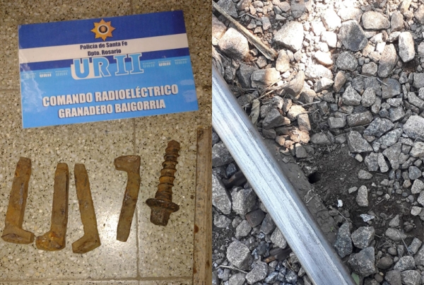 Roban tornillos y clavos tensores en las vías del Belgrano