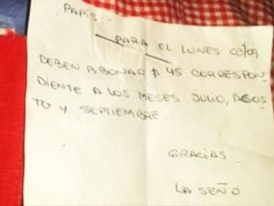 Maestra escrachó a un nene por 45 pesos 