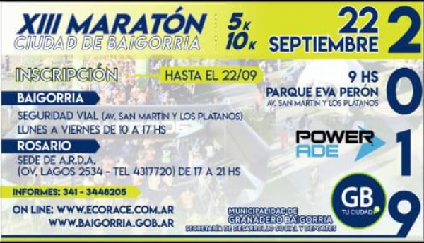 Se viene la 13° Maratón “Ciudad de Granadero Baigorria”