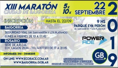 Se viene la 13° Maratón “Ciudad de Granadero Baigorria”