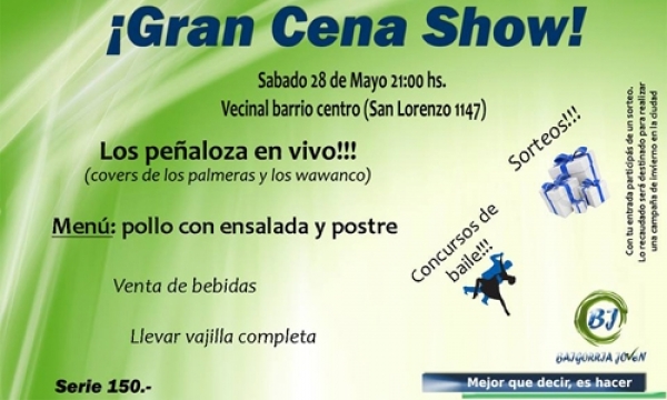 Baigorria Joven realizará una Cena Show