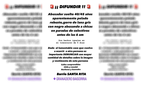 Desde las redes sociales denunciaron a supuesto acosador de mujeres en Santa Rita