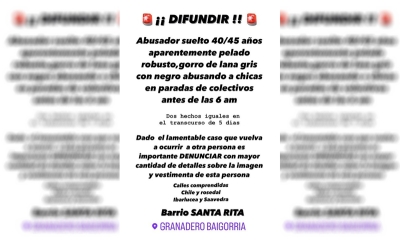 Desde las redes sociales denunciaron a supuesto acosador de mujeres en Santa Rita