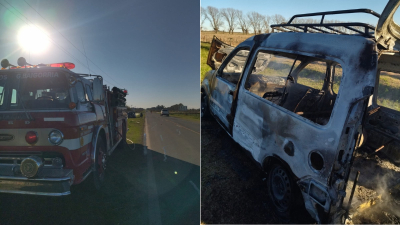 Se incendió un utilitario sobre la Ruta 34S, en inmediaciones del canal Ybarlucea