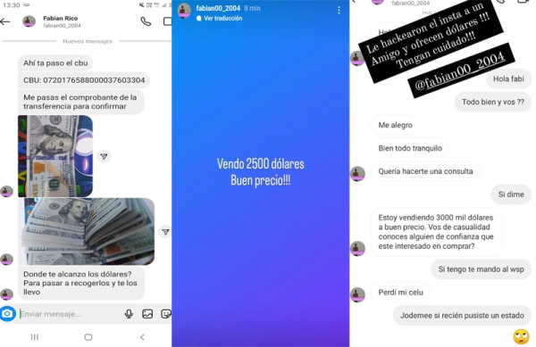 Le hackearon su cuenta de Instagram y ofrecen dólares a sus contactos