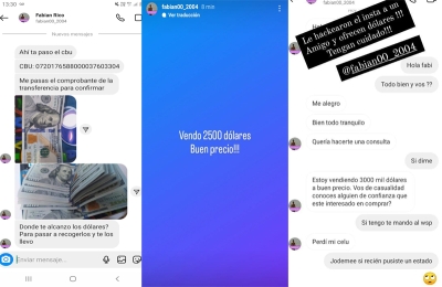 Le hackearon su cuenta de Instagram y ofrecen dólares a sus contactos