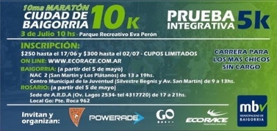 Abre la inscripción para la 10º Maratón Ciudad de Granadero Baigorria