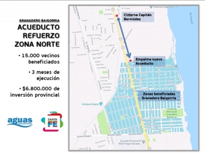 Más agua potable para zona norte de Granadero Baigorria
