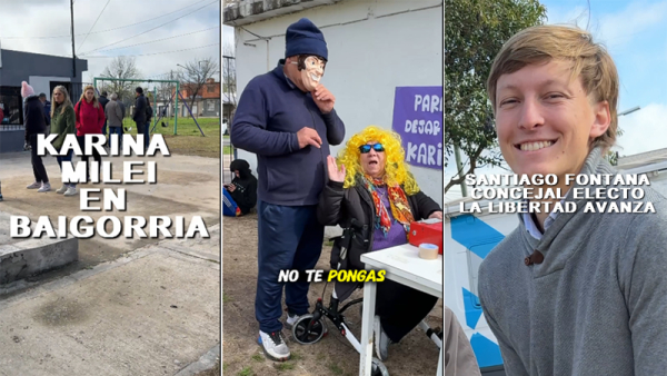 Militantes ironizaron a los hermanos Milei en pleno operativo del ANSES