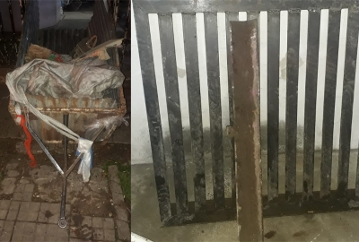 Lo atraparon robando cestos de basura y una tapa de tormenta