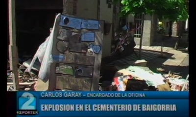 Explotó una oficina de ventas de placas de bronce en el cementerio local