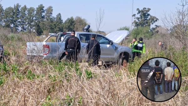Tres aprehendidos cuando desmantelaban una camioneta robada en una violenta entradera en Ybarlucea