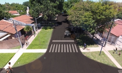 Mega pavimentación en barrio Los Robles