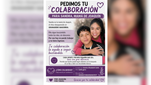 Campaña solidaria para la mamá de Joaquín Fiant: no puede trabajar y piden ayuda para sostener la búsqueda