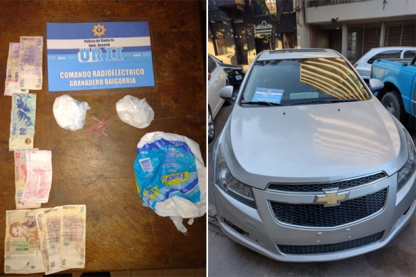 Dos hombres detenidos por llevar 200 gramos de cocaína en un auto