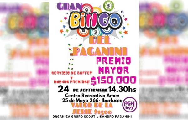 Realizan un bingo a beneficio del grupo Scout Lisandro Paganini