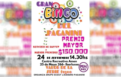 Realizan un bingo a beneficio del grupo Scout Lisandro Paganini