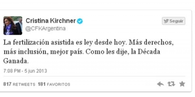 Cristina: “La Ley de fertilización implica más derechos y un mejor país”
