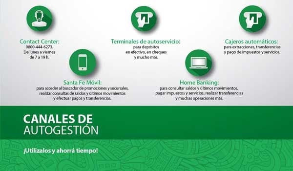 Canales de autogestión Banco de Santa Fe a los clientes en sus sucursales