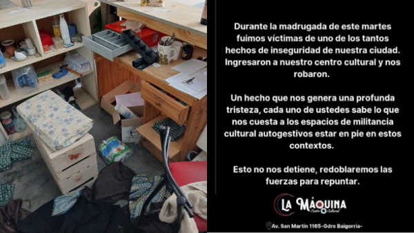 Robaron y provocaron destrozos en el Centro Cultural La Máquina